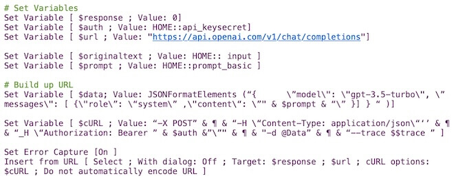 ChatGPT Integration - setting variables