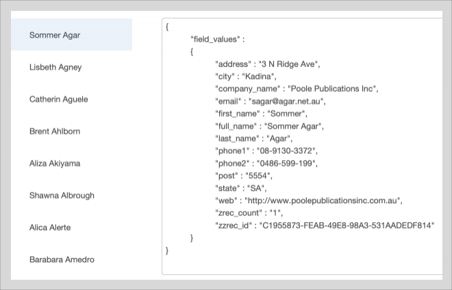 record json screenshot