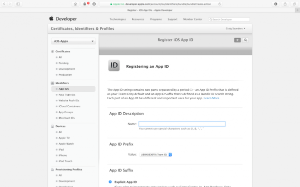 apple register app id