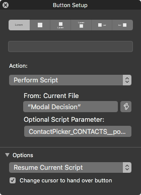 button setup dialog