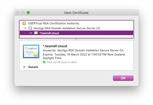 Certificate Window